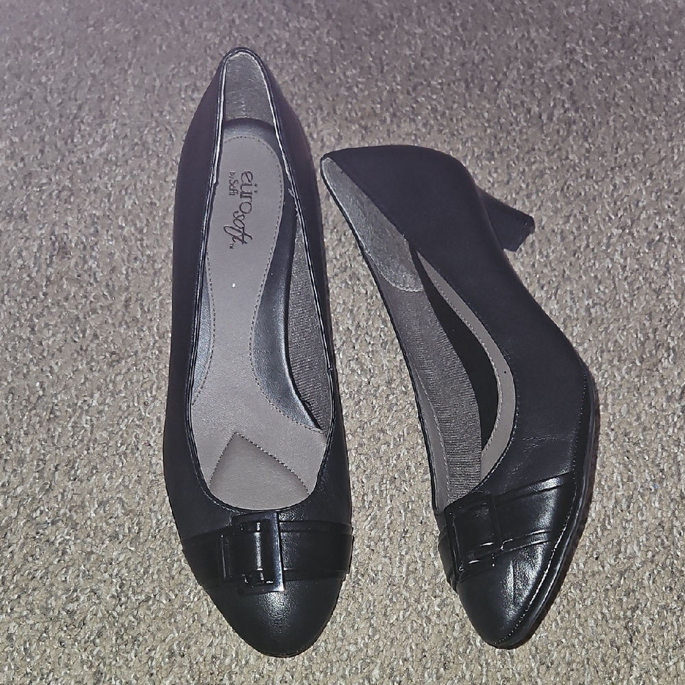 Easy Street Black Heels with Buckle Detail